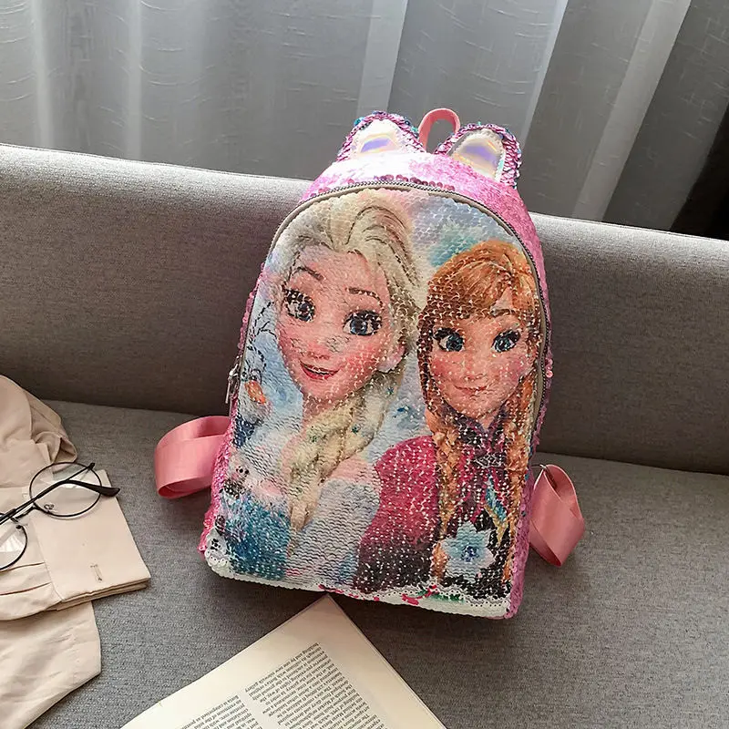 Disney Принцесса рюкзак замороженная Эльза Сумочка женская обесцвечивающая школьная сумка модные блестки маленький рюкзак для детей - Цвет: 2