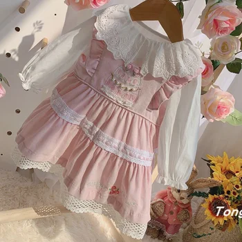 

Spain Corduroy Princess dress Kids two sets dress beading vintage dress baby girl dress Spainish