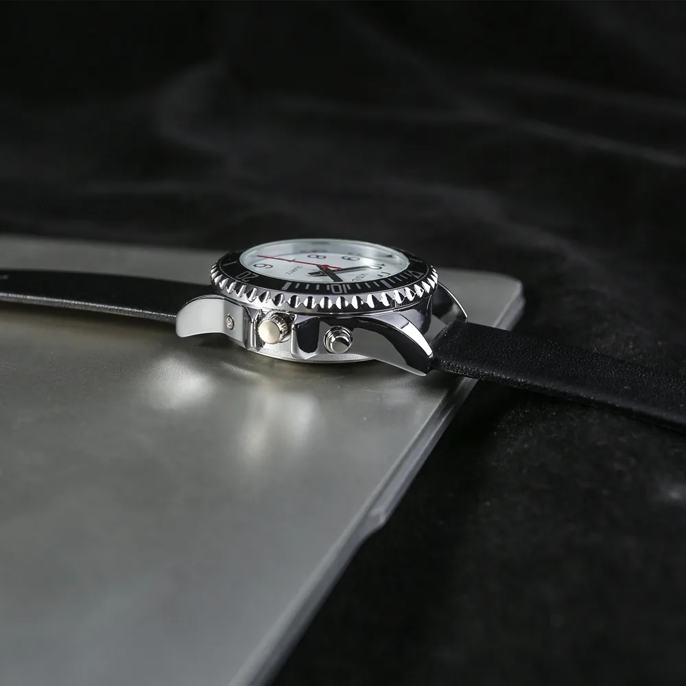 French Talking Watch with Alarm,Talking Date and Time,White Dial,Black Leather Band TFBW-1502