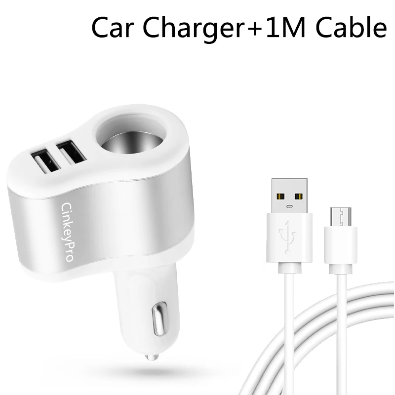 CinkeyPro автомобильное Зарядное устройство прикуриватель 2-Порты USB Зарядное устройство 2.1A автомобиля-Зарядное устройство мобильного телефона, Универсальные наушники для iPhone samsung зарядки - Тип штекера: Cable WS