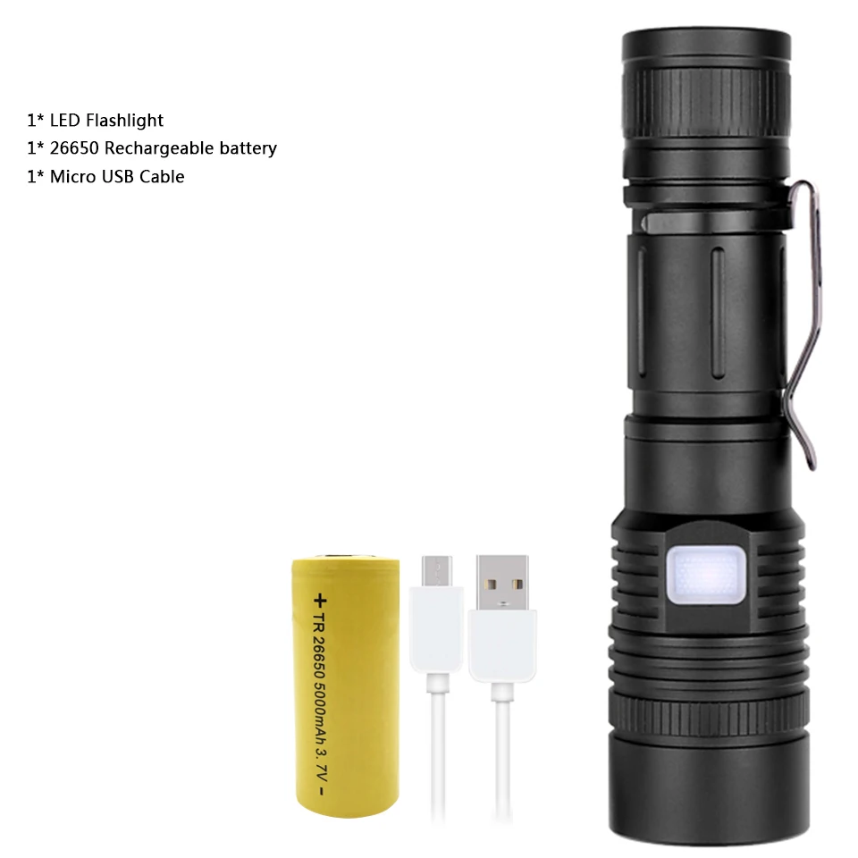 Package C Xhp70.2 светодиодный фонарик power bank функция usb зарядка растягивающийся зум ударопрочный мощный перезаряжаемый фонарь 18650 или 26650 - Испускаемый цвет: Package C