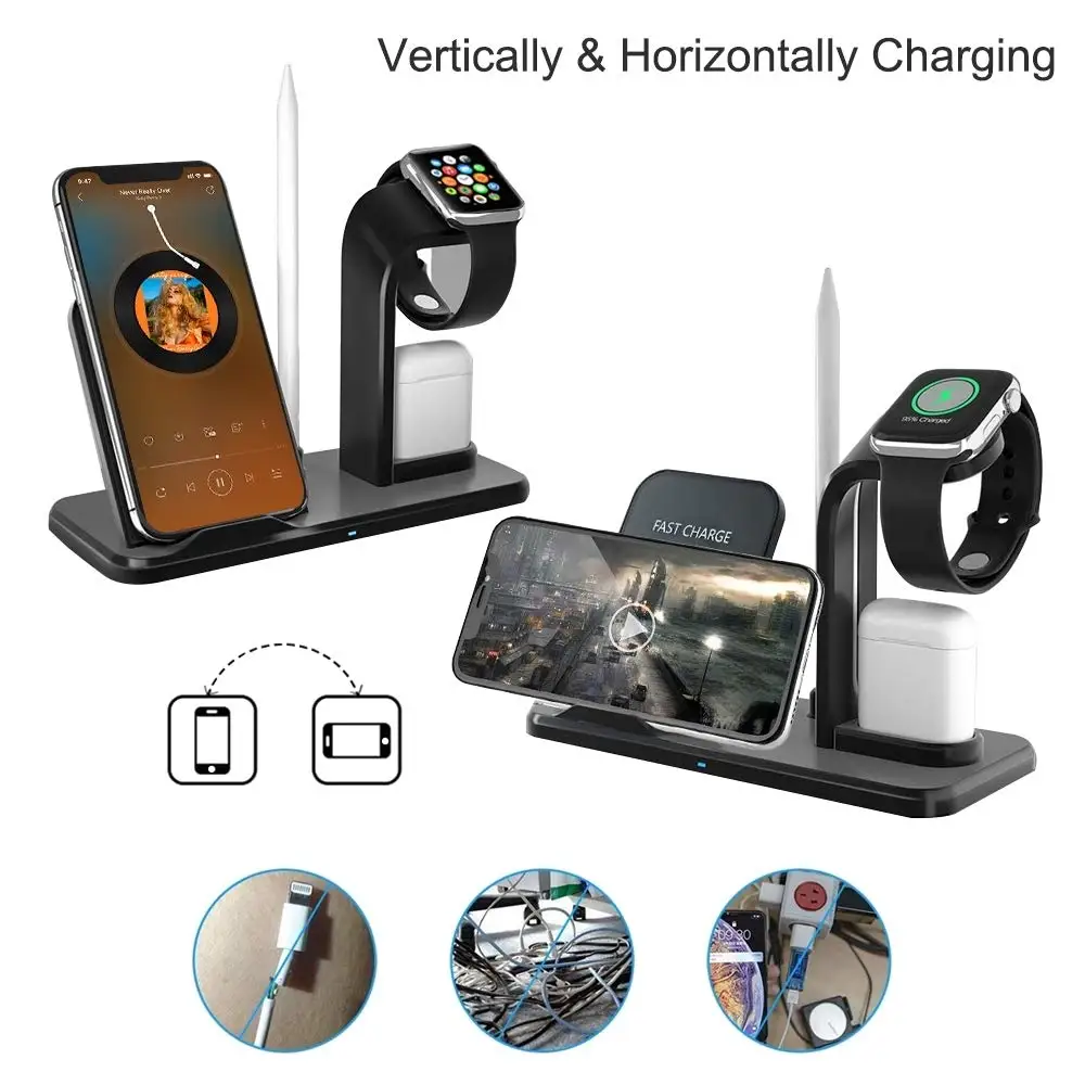 3-in-1 Wireless Charger Qi Holder Stand Station Dock for Apple Watch 4 3 2 Iphone 11 Pro Max XS MAX XR Airpods Samsung S10+ S9