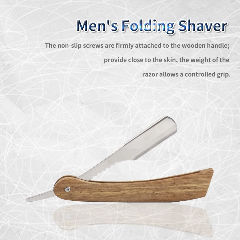 

Эксклюзивный частный логотип, персонализированная профессиональная прямая Складная Парикмахерская бритва с ножом и деревянной ручкой