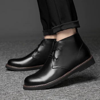 

Quality Thin Plush Desert Boots Men Natural Leather Men Ankle Boots Classic Outdoor Autumn Winter Shoes Men