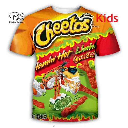 Комплект семейной одежды с объемным принтом Cheetos, толстовка, куртка на молнии для взрослых и детей, одинаковые комплекты для семьи и мамы, папы - Цвет: Kids t shirts