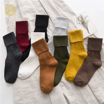 

Autumn Winter Striped Bunching Socks Solid Color Hose Cotton Sox Personality Fashion Pile Casual Retro Harajuku Socks HTML