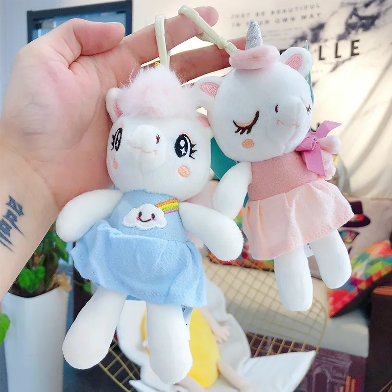 

Cute Cartoon Unicorn Doll Keychain 17cm Plush Dolls Pendant for Kids Toys Women Bag Schoolbag Charms Decoration Jewelry