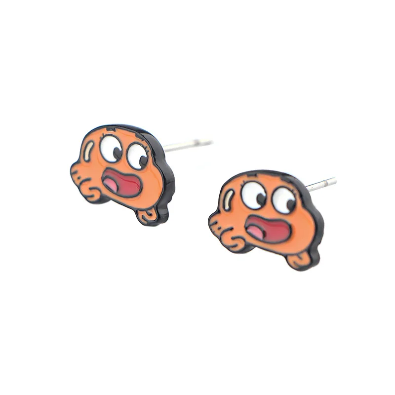 K880, 1 пара, удивительный мир, Gumball, милые серьги-гвоздики для женщин, детей, эмаль, пирсинг, серьги, ювелирные изделия, подарки для девочек