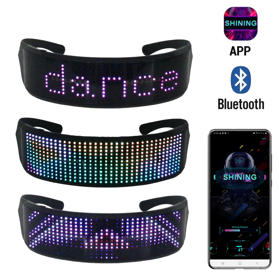 Magie Bluetooth Led Party Glasses APP Control Schild Leucht Brille USB  Ladung DIY Schnell Flash-Led Glasses Fashion - AliExpress