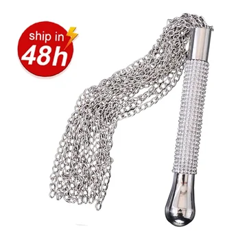 Crystal Handle Chain Whip Crop Sex Toys For Couples Soft Iron Passion Spanking Paddle  Whips Slave Restraints Bondage Flogger 1