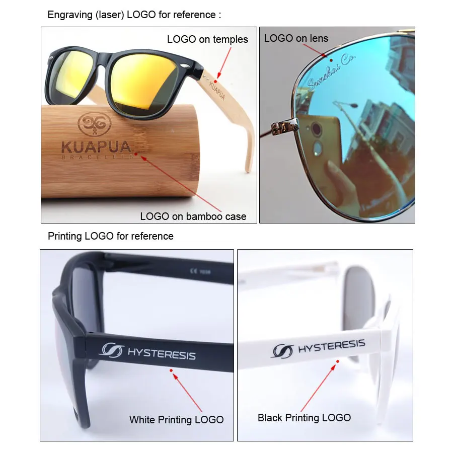 

Professional custom logo printing engraving laser logo for cases, pouches, cloth, glasses, packaging, etc accessories