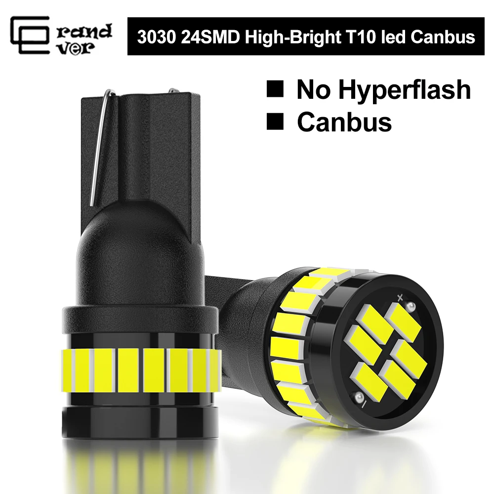 1PCS Super Bright T10 LED W5W 194 Bulb Turn Singal Light 3014 24W Car Accessories License Plate Lights Reading Lamp for Auto 12V |