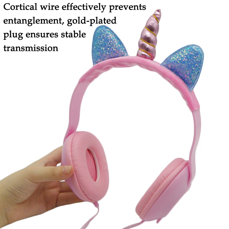 JINSERTA Kids Headphones Unicorns Wired Music Headset with 3.5mm Plug Soft Earmuffs for Smartphone PC Best Gift for Children