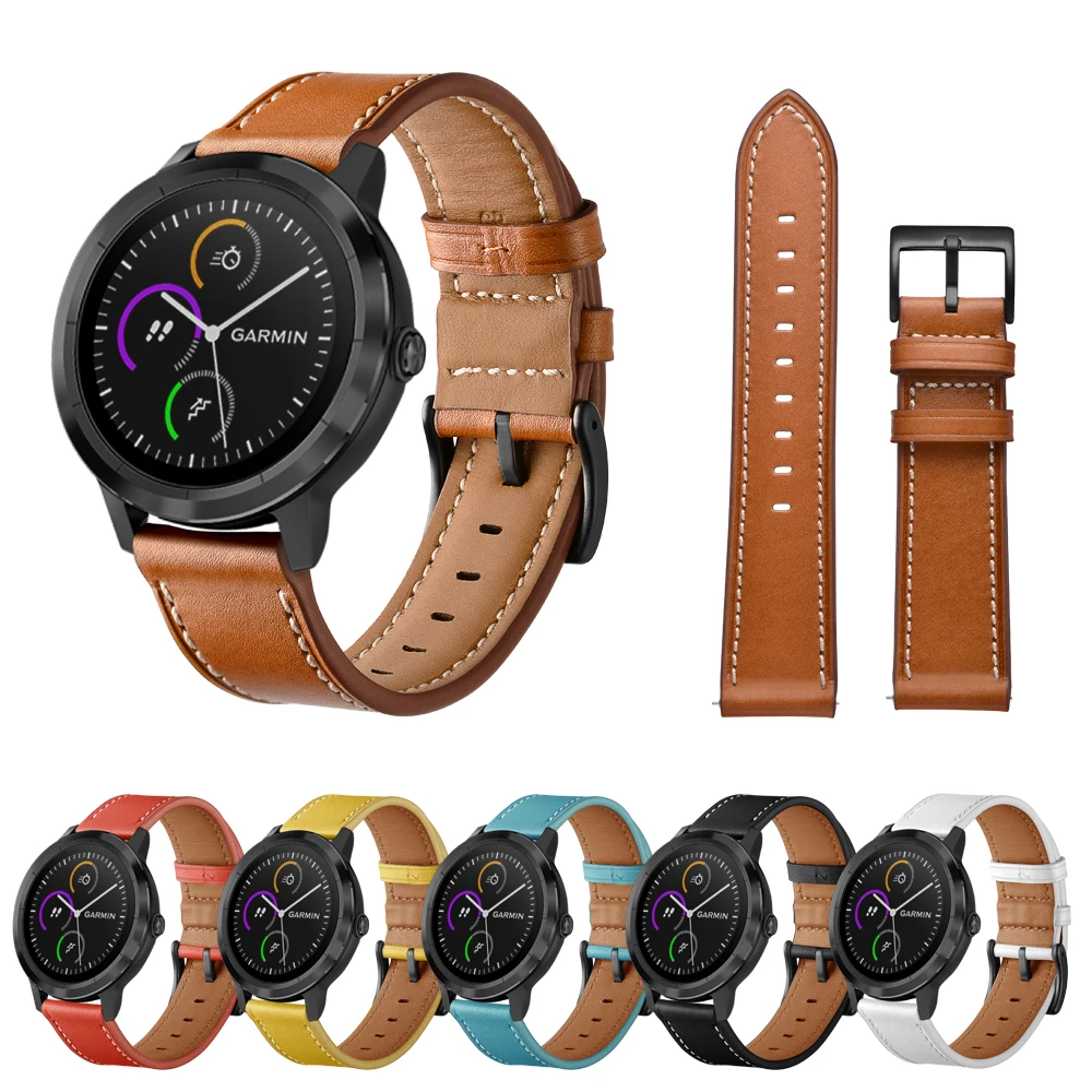 Ремешок для часов из натуральной кожи Garmin Vivoactive 3/Vivomove HR 20 мм сменный ремешок 3