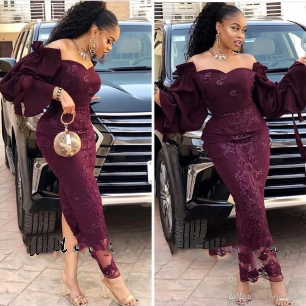 same as the picture Аравийский стиль Русалка Вечерние платья Дубай Aso Ebi Бургундия платье выпускного вечера с открытыми плечами молния сзади Формальные недорогие вечерние платья - Цвет: same as the picture