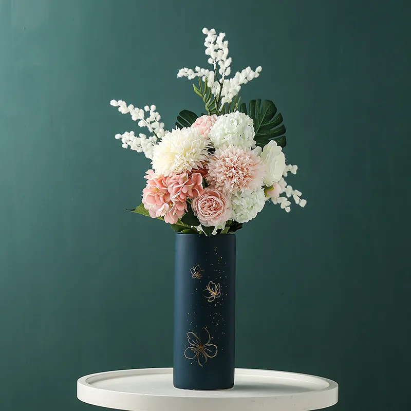 

Nordic Luxury Ceramic Vase Ornaments Home Livingroom Table Flower Arrangement Decoration Hotel Office Desktop Figurines Crafts