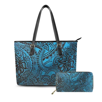

Polynesian traditional tribal style Printing Custom Large Capacity Shoulder Handbags Famous Brands Designer Womens PU wallet