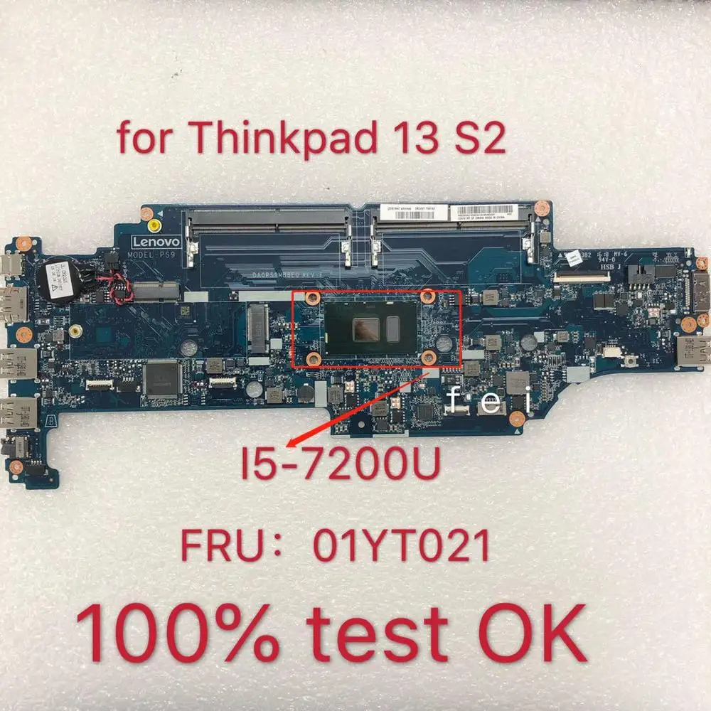 ForPS9 материнская плата mãe do ноутбук для lenovo thinkpad yoga 13 S2 núcleo I5 7200U DA0PS9MB8E0 FRU 01YT021 100%