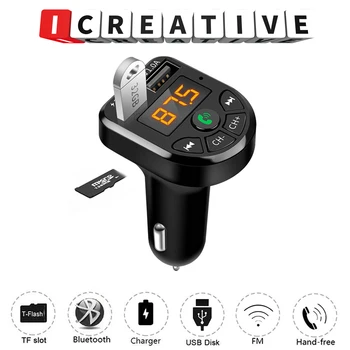 

E5 Bluetooth 5.0 FM Transmitter Car Kit MP3 Modulator Player Wireless Handsfree Audio Receiver Dual USB Fast Charger 3.1A