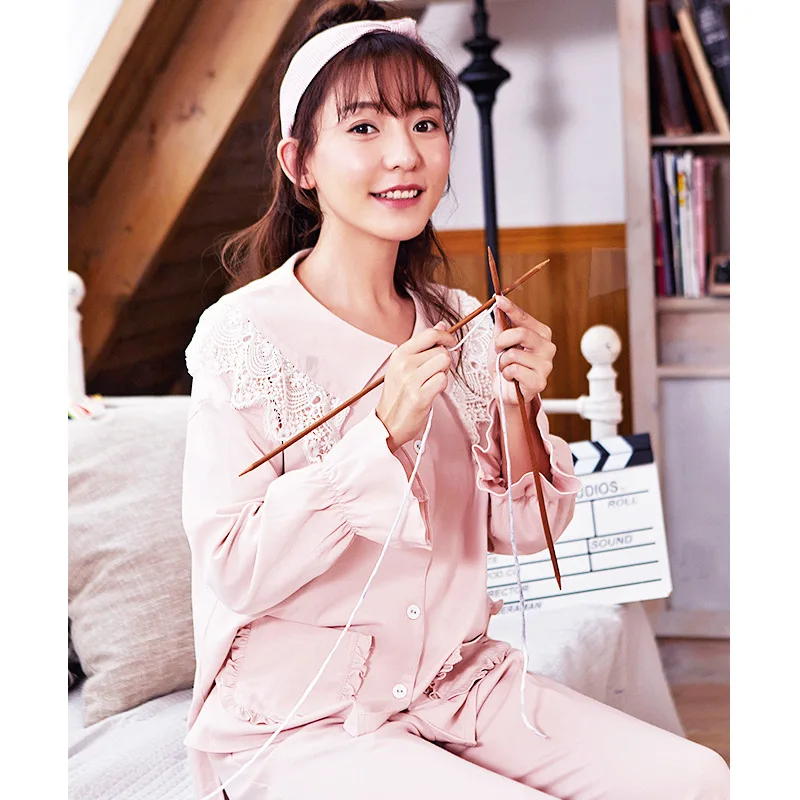 

Pajamas Women's Autumn & Winter Pure Cotton Long Sleeve Korean-style Fresh And Lovely Large Size Cardigan Thin Tracksuit Spring