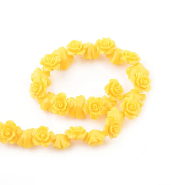 1 Strand 6 8 10 12 15mm Camelia Flower Beads Artificial Coral Beads For Jewelry Making DIY Bracelet Neckalce Accessoires yellow
