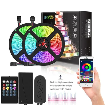 

Bluetooth Music Sound Control Flexible Light Strip LED Strip Light Strip 5050 RGB Flexible LED Ribbon 5m Backlight Diode Tape
