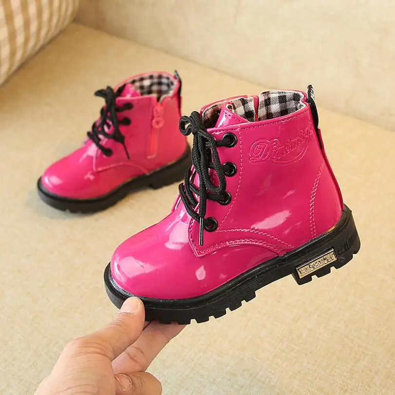 

NEW 2019 Girls Leather Boots Boys Shoes Spring Autumn PU Leather Children Boots Fashion Toddler Kids Boots Warm Winter Boots