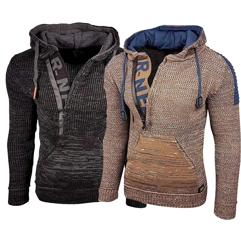 

2020 Autumn Winter Men's Long-sleeved Lapel Knitwear Loose-fitting Ply-size Pullover Sweater Jacket To Keep Warm Street