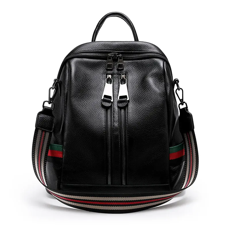 Womens Backpack Genuine-Leather Nesitu Shoulder-Bags Travel-Bag Black Girl M110800 Female
