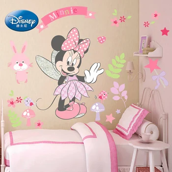 

Disney Minnie Mouse Cute Rabbit Wall Sticker For Kids Baby Bedroom Accessories Living Room Cute DIY Poster Home Decal