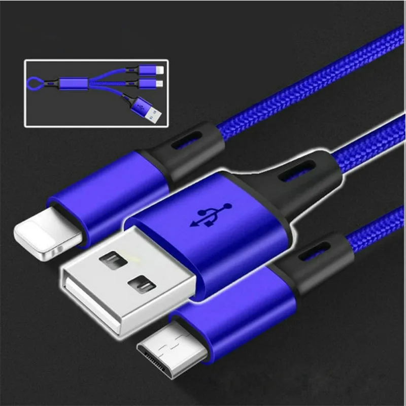 Мини 2 в 1 USB кабель для iPhone Xs Max Xr X 8 7 6 6 S Plus быстрое зарядное устройство Micro USB для samsung S5 S6 S7 Xiaomi шнур для мобильного телефона