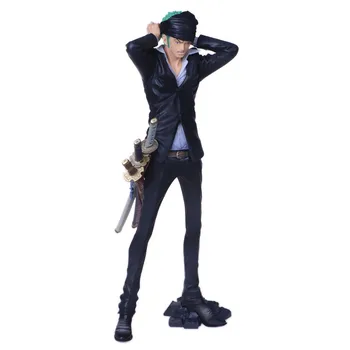 

Statue ONE PIECE Roronoa Zoro Black Clothes Tying Scarf Three Knives Swordsman PVC Action Figure Collectible Model Toys Y1047