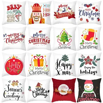 

45x45cm Cartoon Santa Claus Pillowcase Merry Christmas Decor For Home 2020 Christmas Ornament Navidad Xmas Gift New Year 2021