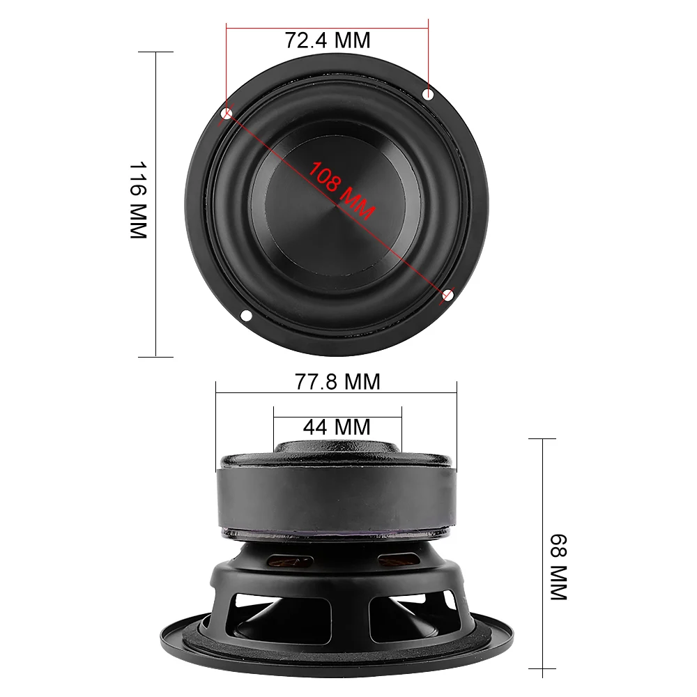 4 Inch Woofer Audio Speaker Driver 4 8 Ohm 100W Bass Hifi Sound Music Waterproof Subwoofer Speaker DIY Home Theater 1Pc audio speakers