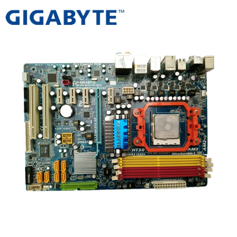 

Gigabyte GA-MA770-US3 R2.0 Original Used Desktop Motherboard MA770-US3 770 Socket AM3 AM2 DDR2 SATA2 USB2.0