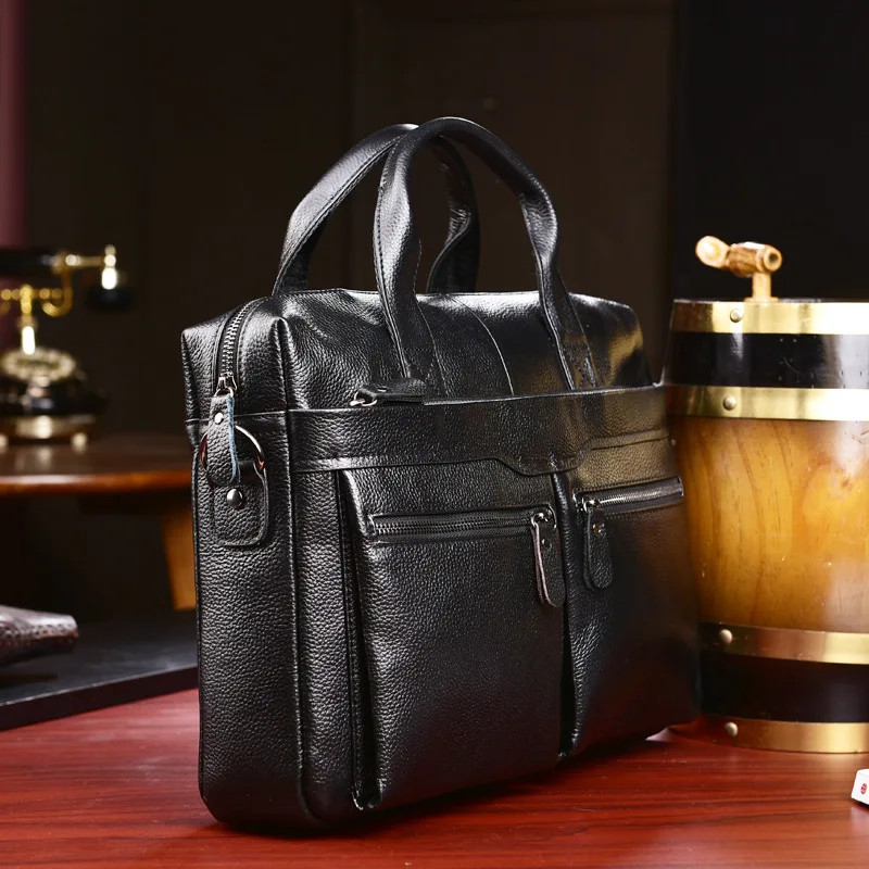 Модная мужская сумка из натуральной кожи, портфель, мужские сумки, деловая сумка для компьютера, коровья кожа, сумка через плечо, мужская сумка для ноутбука
