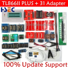 100% original tl866ii plus universal minipro programador com adaptadores + clipe de teste tl866 pic bios alta velocidade programador