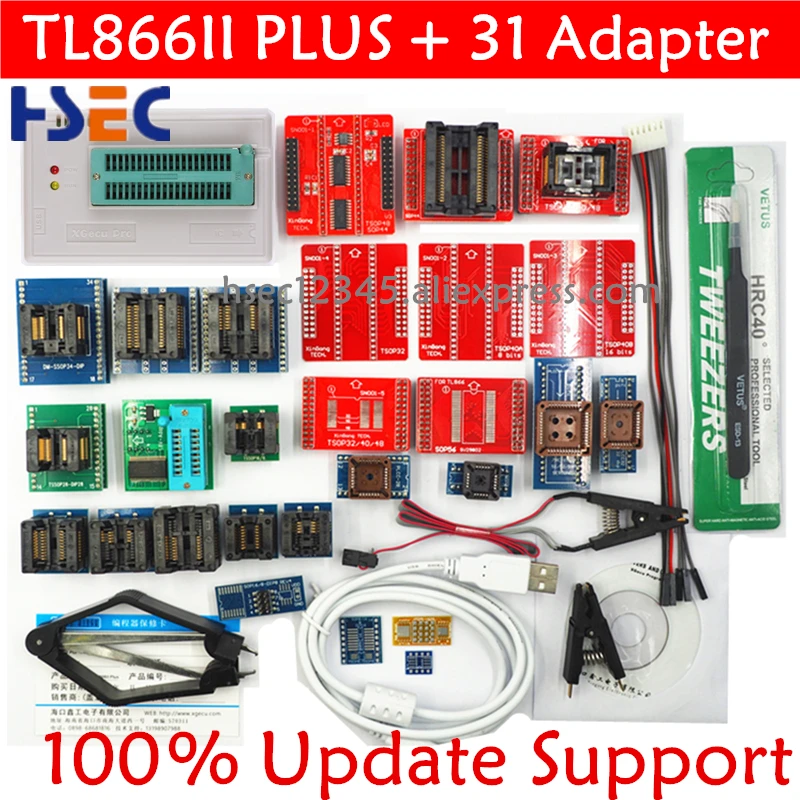 3366.38руб. 15% СКИДКА|100% оригинал V10.06 TL866II Plus Универсальный Minipro программист с адаптерами + тестовый зажим TL866 PIC Bios высокоскоростной программист|Интегральные схемы| | - AliExpress