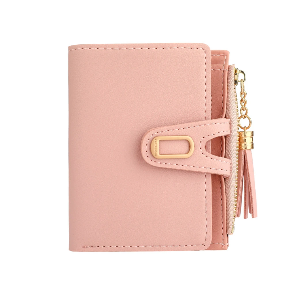 Women Wallets Small Fashion Lovely  Leather Purse Hasp Ladies Card Bag Elegant Solid Color Clutch Zip Female Handbag Clip 819