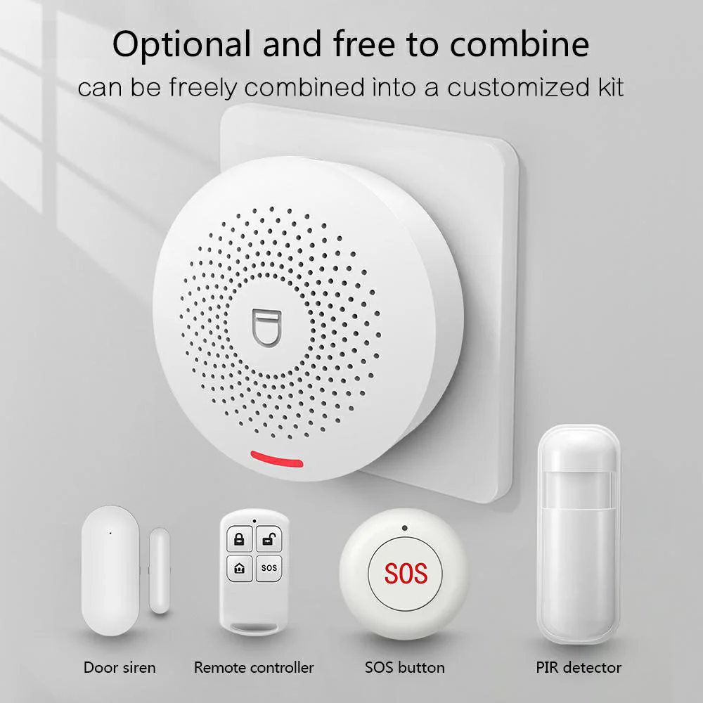 WIFI Intelligent Alarm Security System Motion Sensor Smart Life&Tuya App Control Compatible With Alexa & Google Assistant security system security alarm smart siren alarm wireless alarm