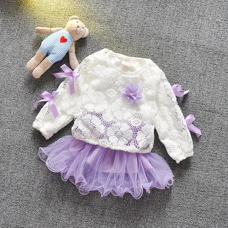 Платья для малышей, одежда для маленьких девочек коллекция года, осенне-зимний комплект из 2 предметов с длинными рукавами для малышей, платье принцессы нарядное платье для новорожденных, 1 день рождения