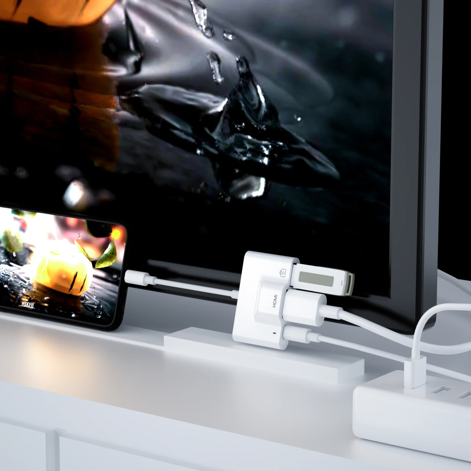 3 в 1 OTG USB адаптер для Lightning к HDMI 1080P HD/TV проектор конвертер iPhone камера 8 X XS U