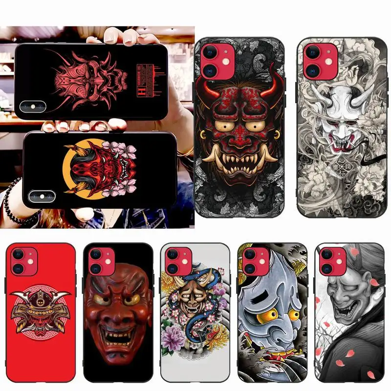 HPCHCJHM японский Oni Hannya маска демона мягкий резиновый чехол для телефона iPhone 11 pro XS MAX