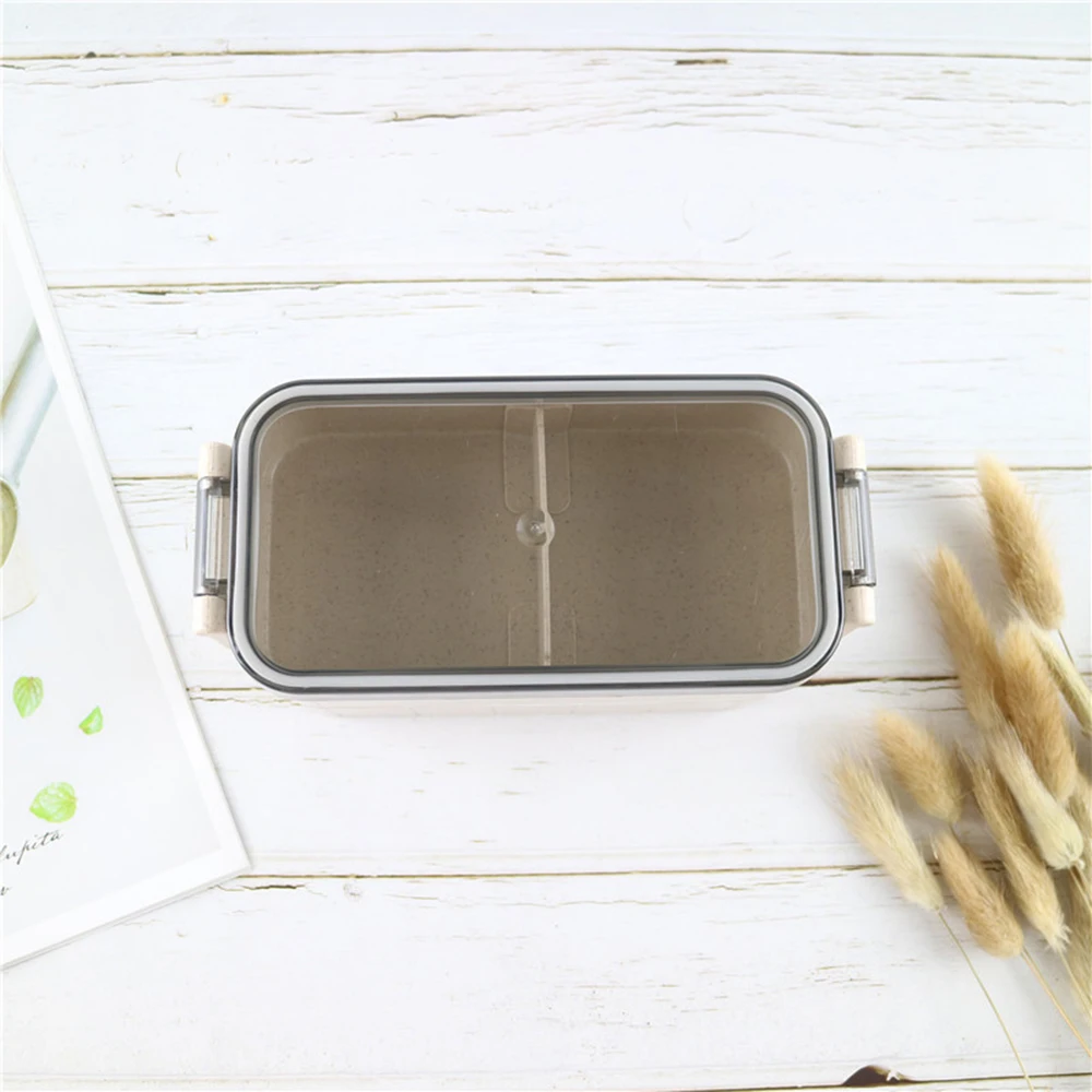 New 1200ml Wheat Straw Double 3 Layer Lunch Box With Spoon Healthy Material Bento Box Microwave Food Storage Container Lunchbox