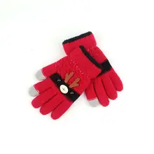 Теплые детские вязаные варежки на палец с рисунком рождественского лося; детские толстые перчатки; цвет красный, зеленый, синий, хаки