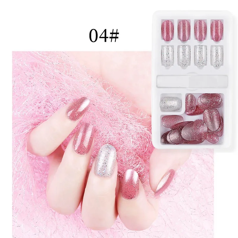 04 30pcs New Fake Nails Finished Nail Art Stickers Wearable Nails Stickers Wear-resistant Waterproof 30 Boxed - Цвет: 04