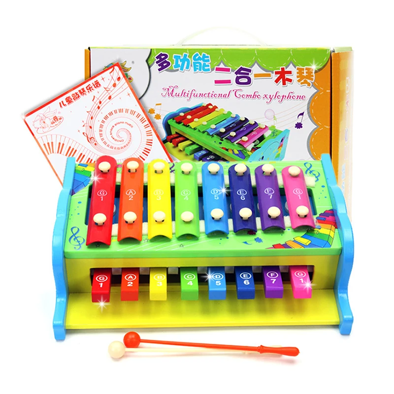 Kids2 в 1, деревянный музыкальный инструмент, игрушка для игры на пианино, ксилофон, 8 шкал, детская музыкальная игрушка, радуга, детские развивающие игрушки, подарки