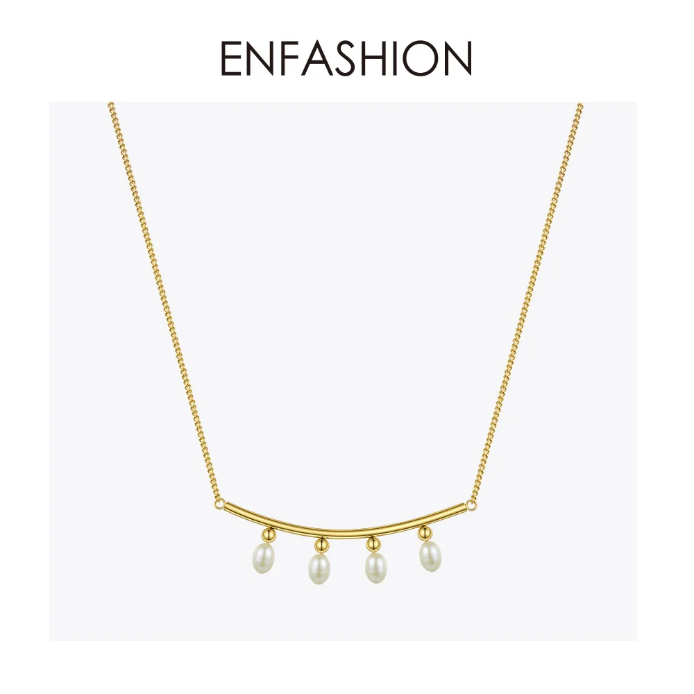 ENFASHION жемчужное ожерелье-чокер для женщин золотого цвета из нержавеющей стали с подвеской, праздничные подарки, женские модные ювелирные изделия P193029