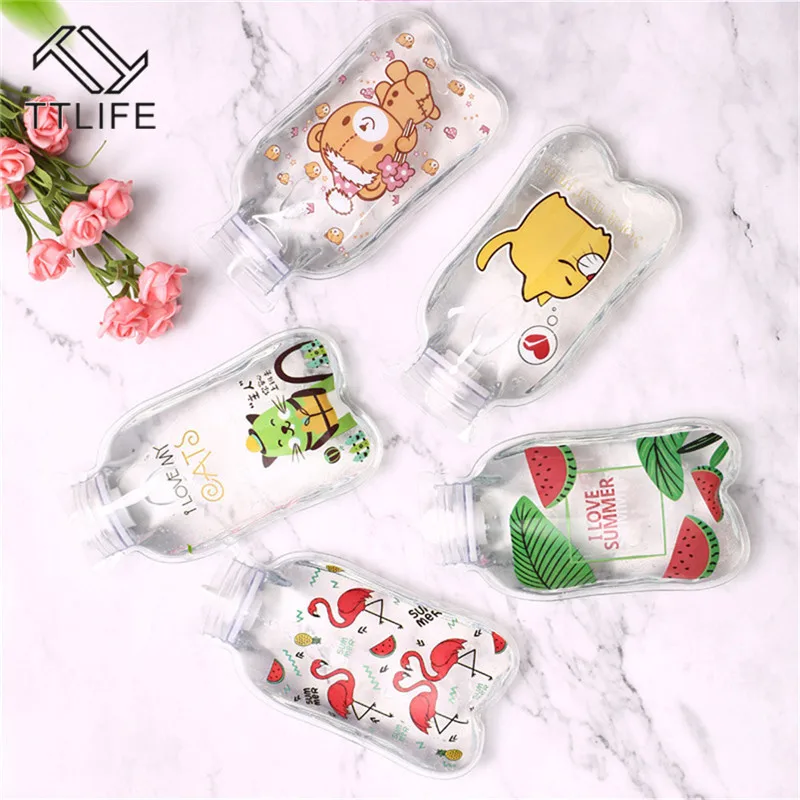 TTLIFE Cute Transparent Hot Water Bottle Warm Belly Treasure Cartoon Hand Warmer Filled Mini Explosion-proof Portable Warm Bags