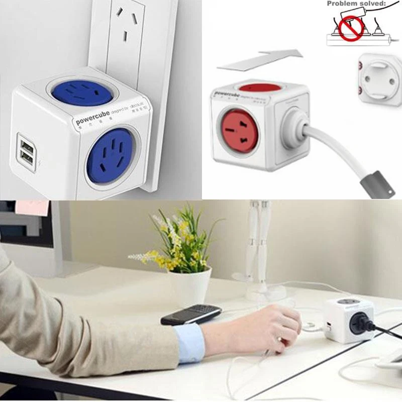 

Power Cube Socket USB Ports Adapter Switched Socket Expandable Multifunction